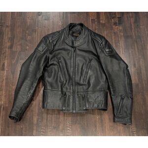 Vintage 70s Hein Gericke Malcom Smith Black Leather Moto Biker Jacket Size 40 S‎